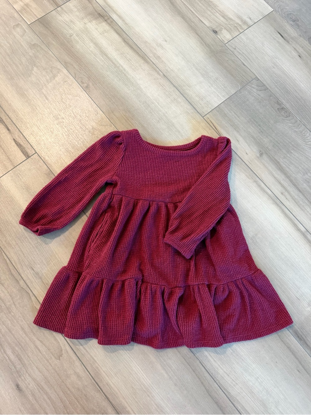 Cat & Jack Girls' Knit Ruffled Dress - Raspberry